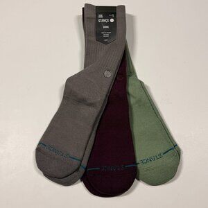 NWT - Stance Crew Socks - 3 Pairs  - Green - Maroon - Gray - Large